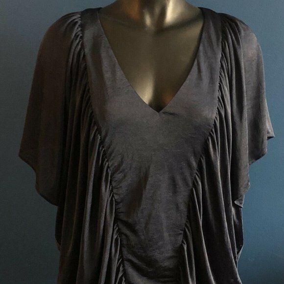 BCBG MAXAZRIA Size XXS Ink Navy Blouse Top V-Neck Slouchy Lined Boho MUA1D881 - Picture 9 of 9
